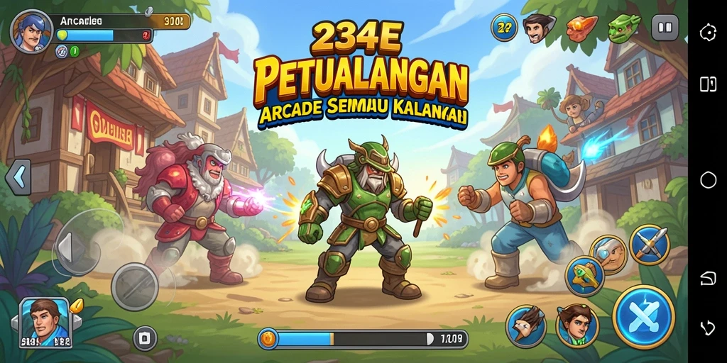 Tampilan antarmuka menarik dari game Arcade 234E.