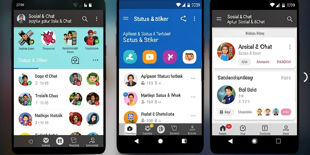 Tampilan antarmuka apliksi Status & Stiker 2739 yang modern dan fungsional.