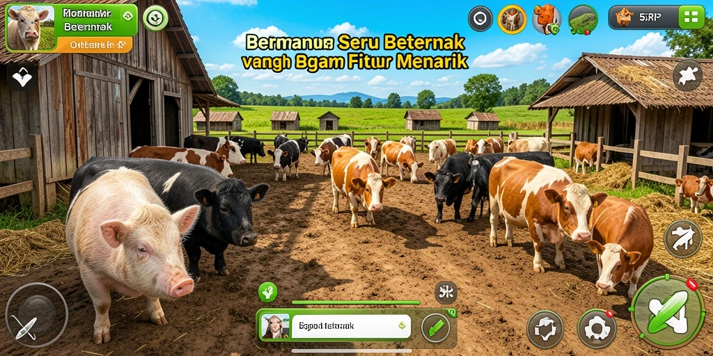 Antarmuka permainan Beternak yang menarik dan interaktif.