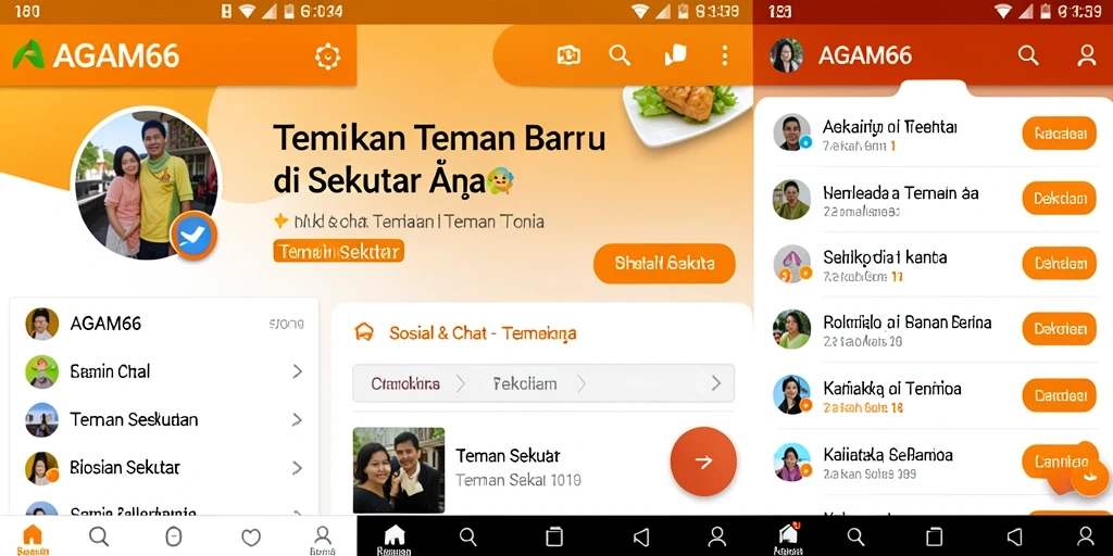 Antarmuka AGAM66 yang ramah pengguna untuk mencari teman di sekitar.