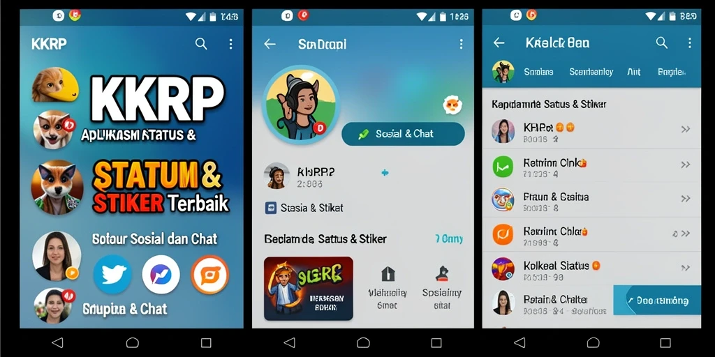 Antarmuka aplikasi KKRP dengan stiker menarik dan user-friendly.