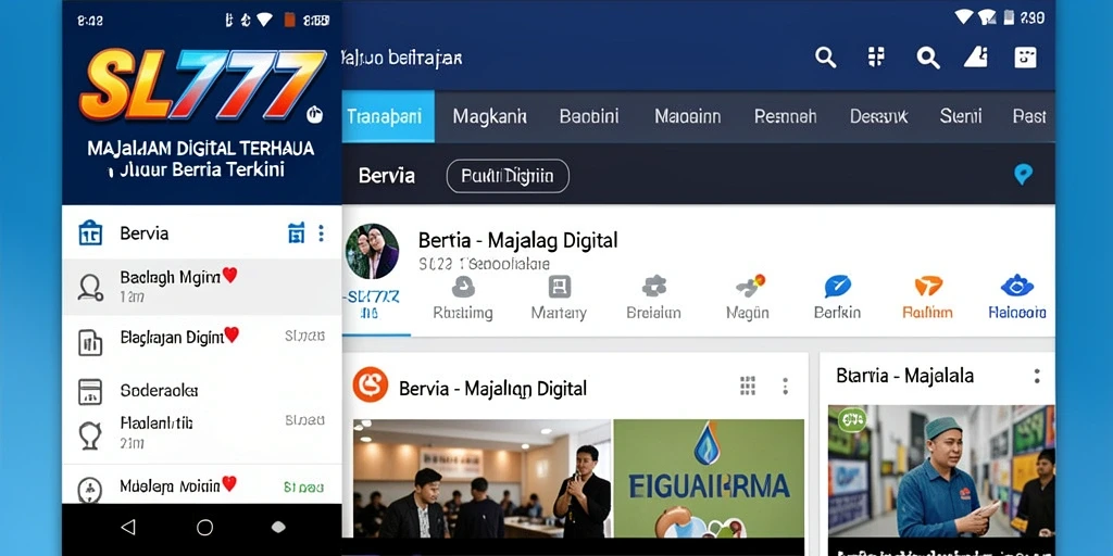 Tampilan antarmuka aplikasi Majalah Digital SL777 yang menarik dan interaktif.